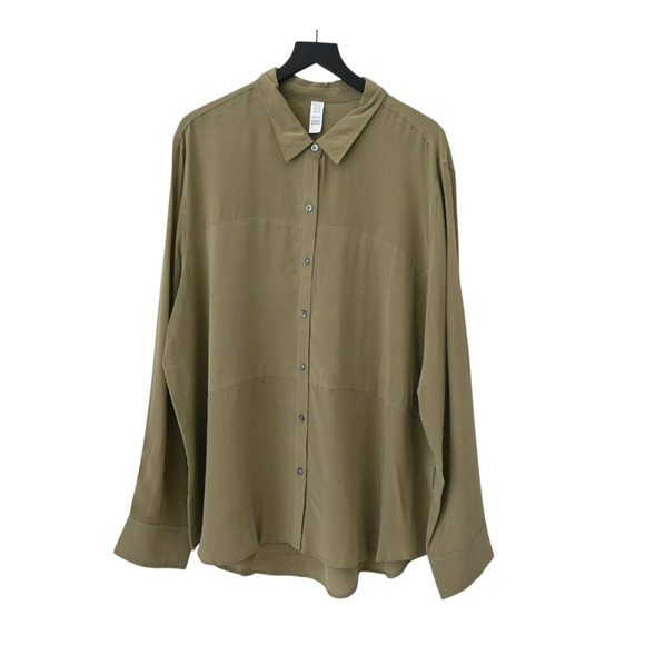 Spanx Sage Silk Button-Down Blouse Size 3X 20435R - Picture 1 of 5